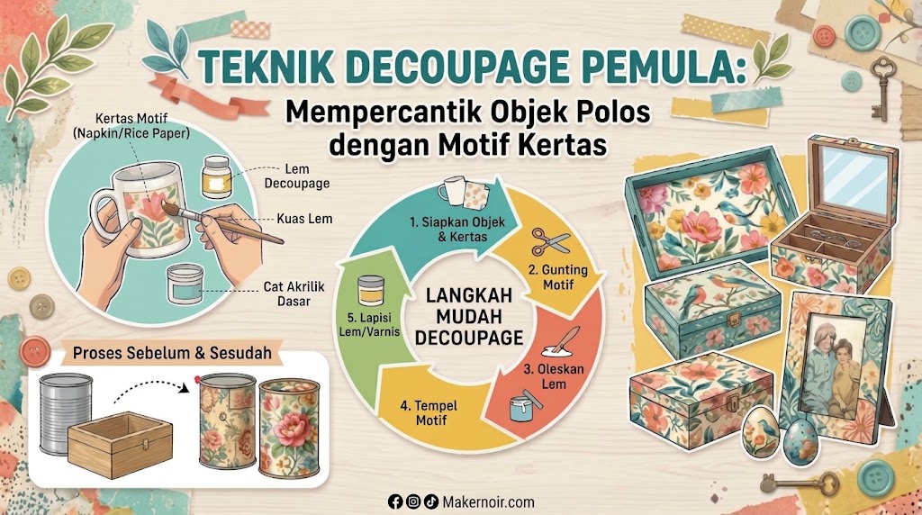 Teknik Decoupage Pemula: Mempercantik Objek Polos dengan Motif Kertas